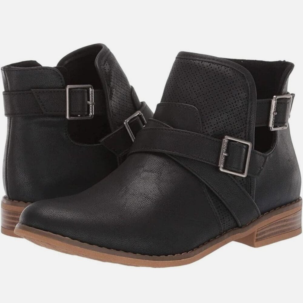Rocket Dog Black Buckled Flat Ankle Boot